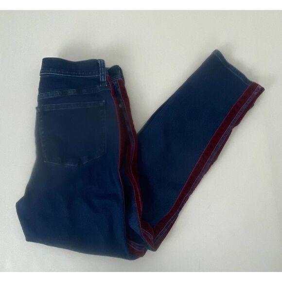 J. Crew Vintage Straight Blue Jeans Red TuxedoStripes Denim Stretch 26 - Picture 2 of 11